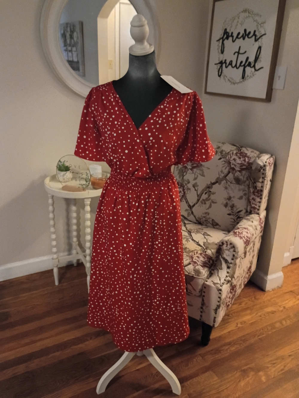 BloomChic Red Polka Dot Wrap Midi Dress Sz. 14-16 14 16 Women's